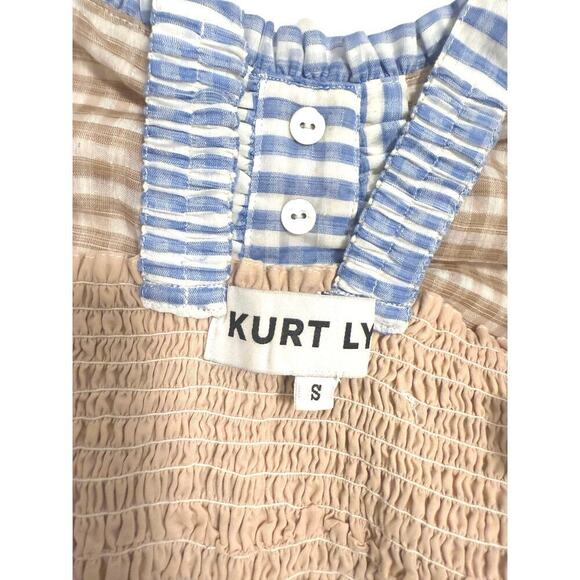 Gingham seersucker Kurt Lyle  crop top bra top small - Picture 4 of 5